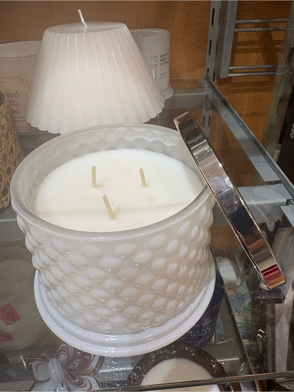 Homeworx Coconut Lychee Textured Three-Wick Decorative Jar Candle Slatkin 3-wick